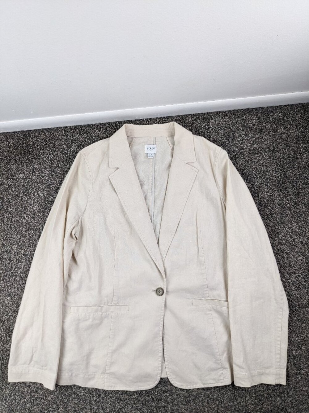 NWOT 2023 J Crew Blazer Jacket Linen Blend Deconstructed Sandstone Tan Womens 12